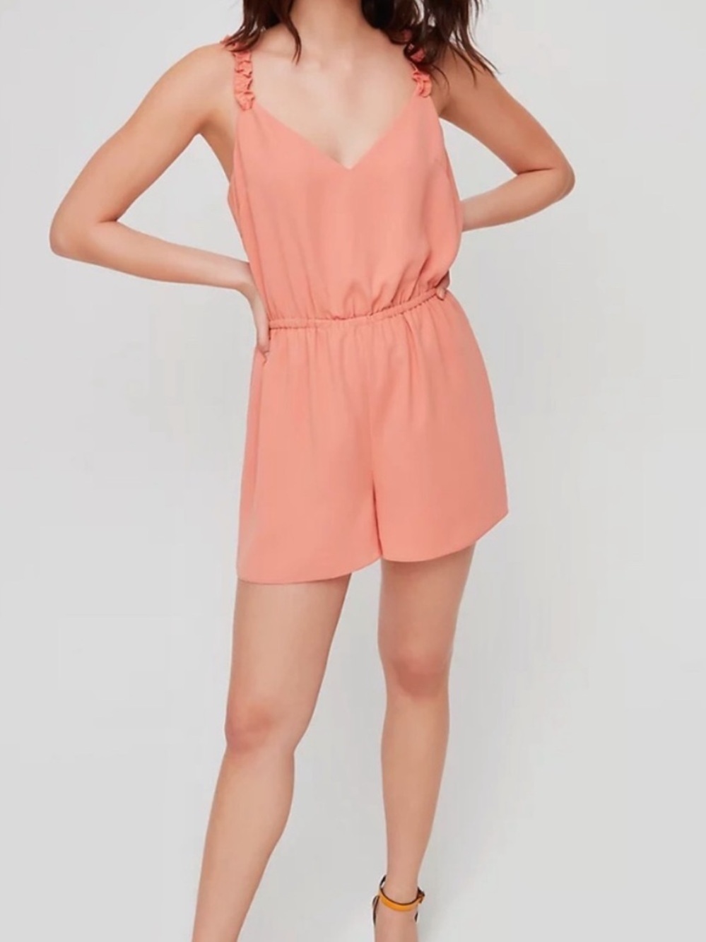 NEW Wilfred Melodie Shorts Romper Ruffled Coral Peach Boho